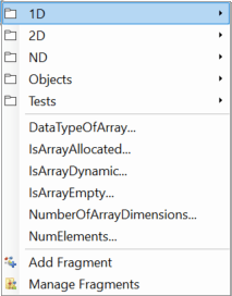 Code VBA array fragments menu